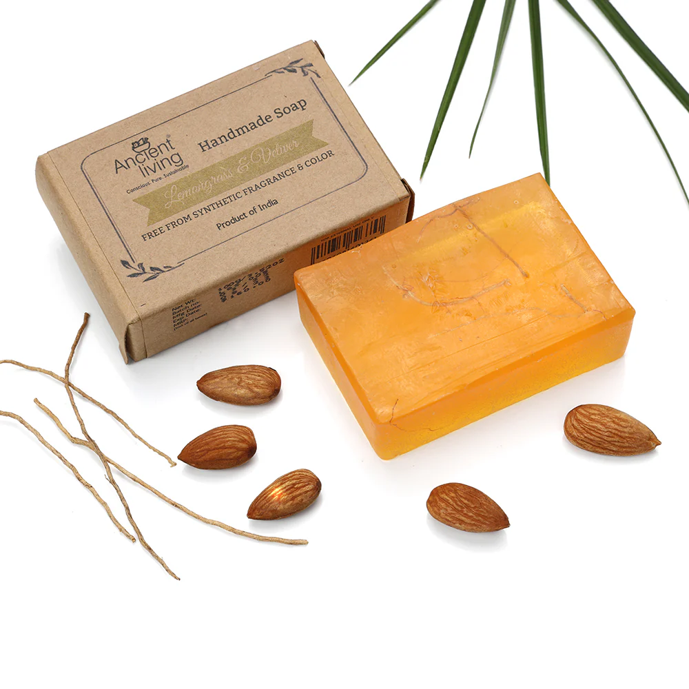 Ancient Living Lemongrass & Vetiver Luxury Handmade Soap | Ayurvedic Moisturizing Soap | Cleansing Glycerin Soap for Skin Care - Image 3