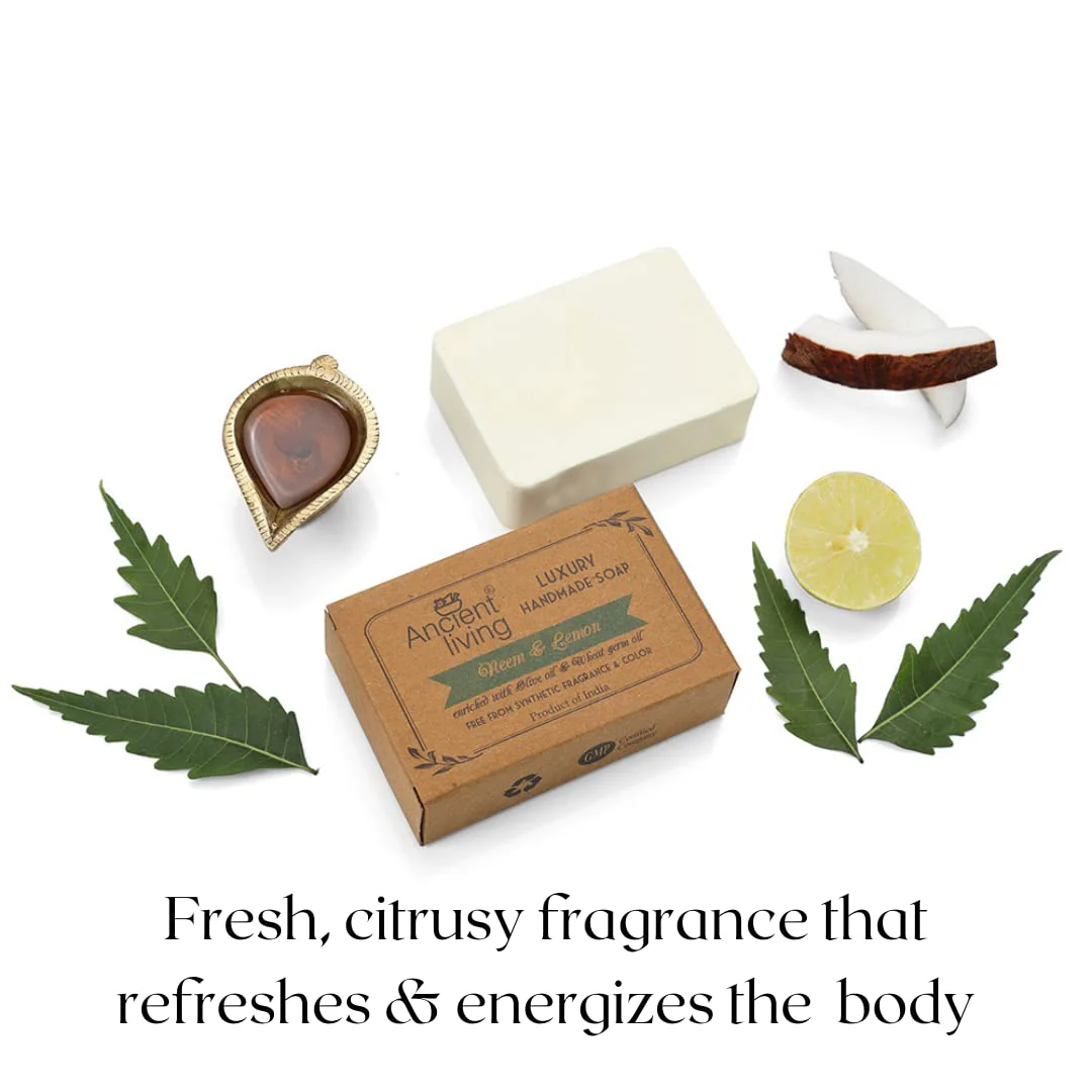 Ancient Living Moisturizing Handmade Soap Combo – Pack of 4 (Neem & Lemon, Orange, Neroli & Vetiver, Avocado & Basil) - Image 3