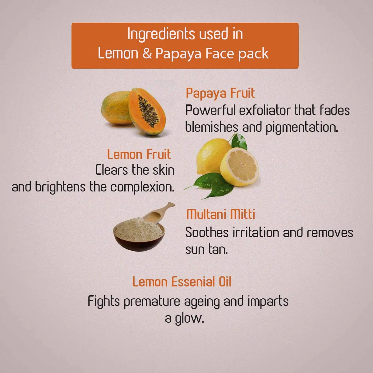 Ancient Living Organic  Lemon & Papaya Face Pack - 20 gm - Image 3