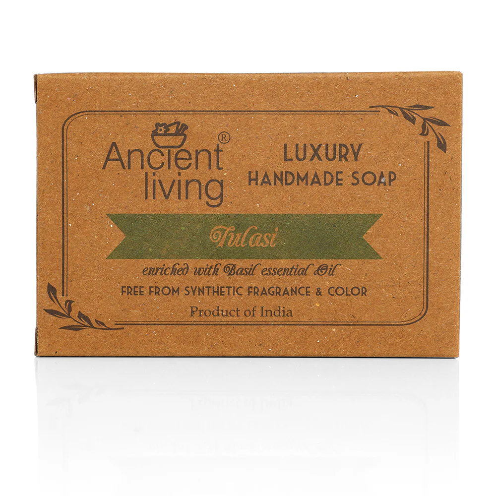Ancient Living Tulasi Natural Handmade Soap | with Organic Certified Ingredients | Chemical-Free Ayurvedic Soap for Glowing Skin - Image 3